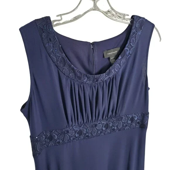 R&M Richards Size 10 Dress Jacket Set Event Formal Floral Lace Sequin Navy NWT - Picture 13 of 16